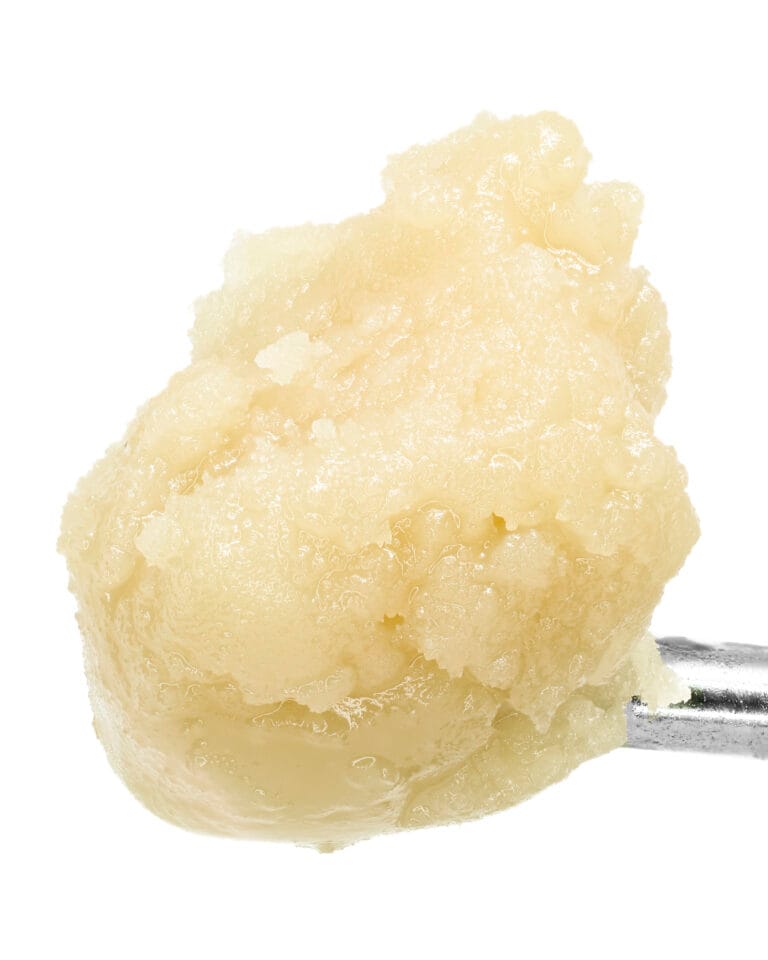 Jelly Cake Live Rosin Badder from Goldflower with pale golden creamy solventless rosin texture